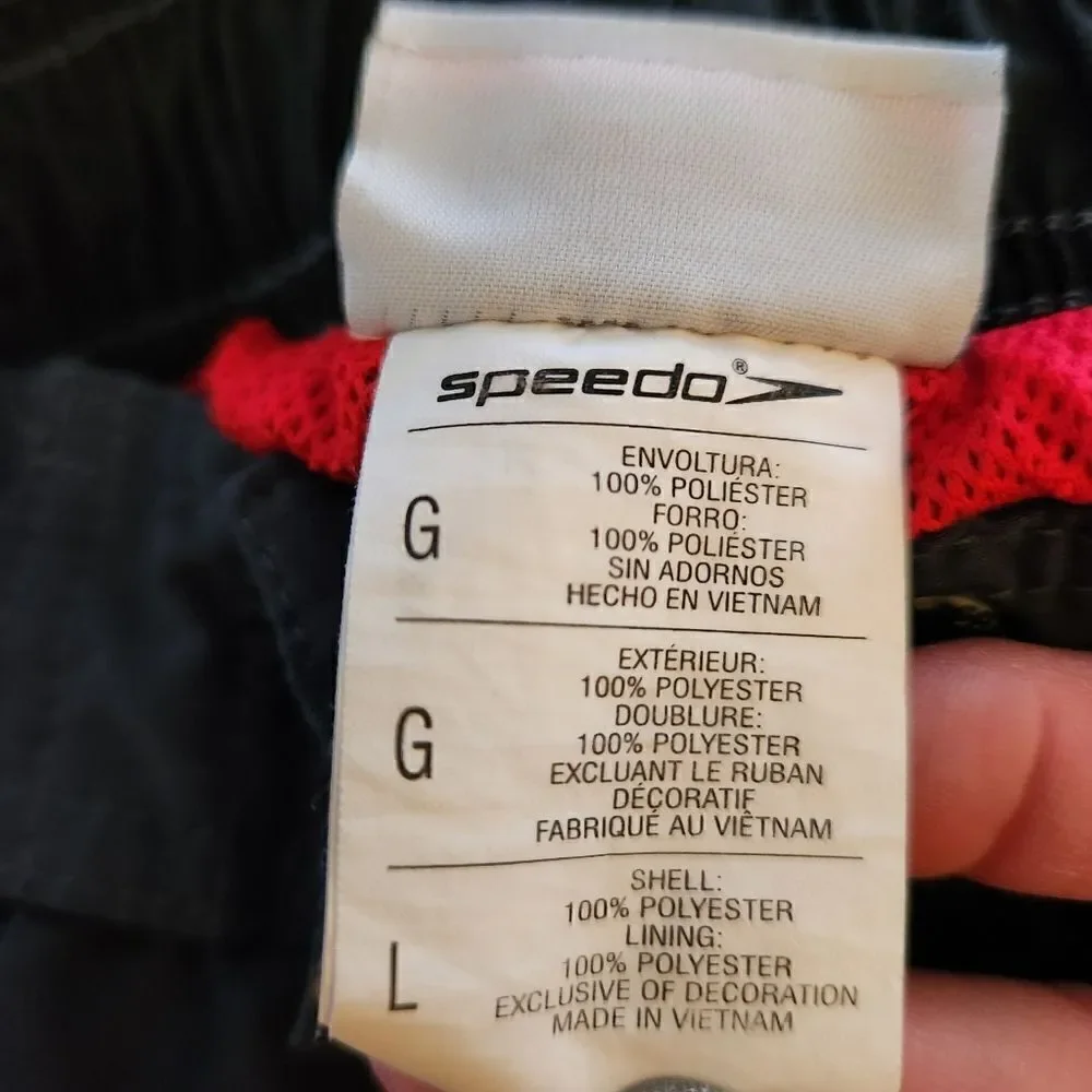 Speedo Mens Swim Trunks Elastric Waisy Pockets Mesh Lined Size Large
